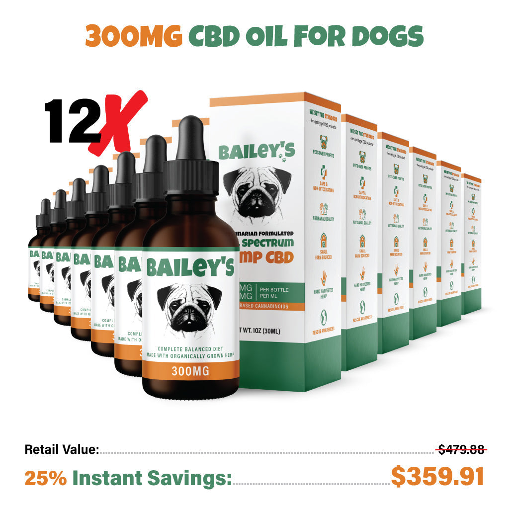 Bailey's CBD Oil For Dogs | 300MG 30ML Standard Size Bottle