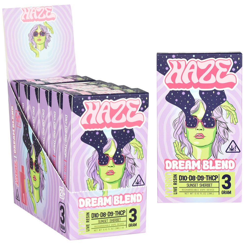 6PC DISPLAY - Haze Hybrid Dream Blend Disposable Vape - 3mL / Sunset Sherbet