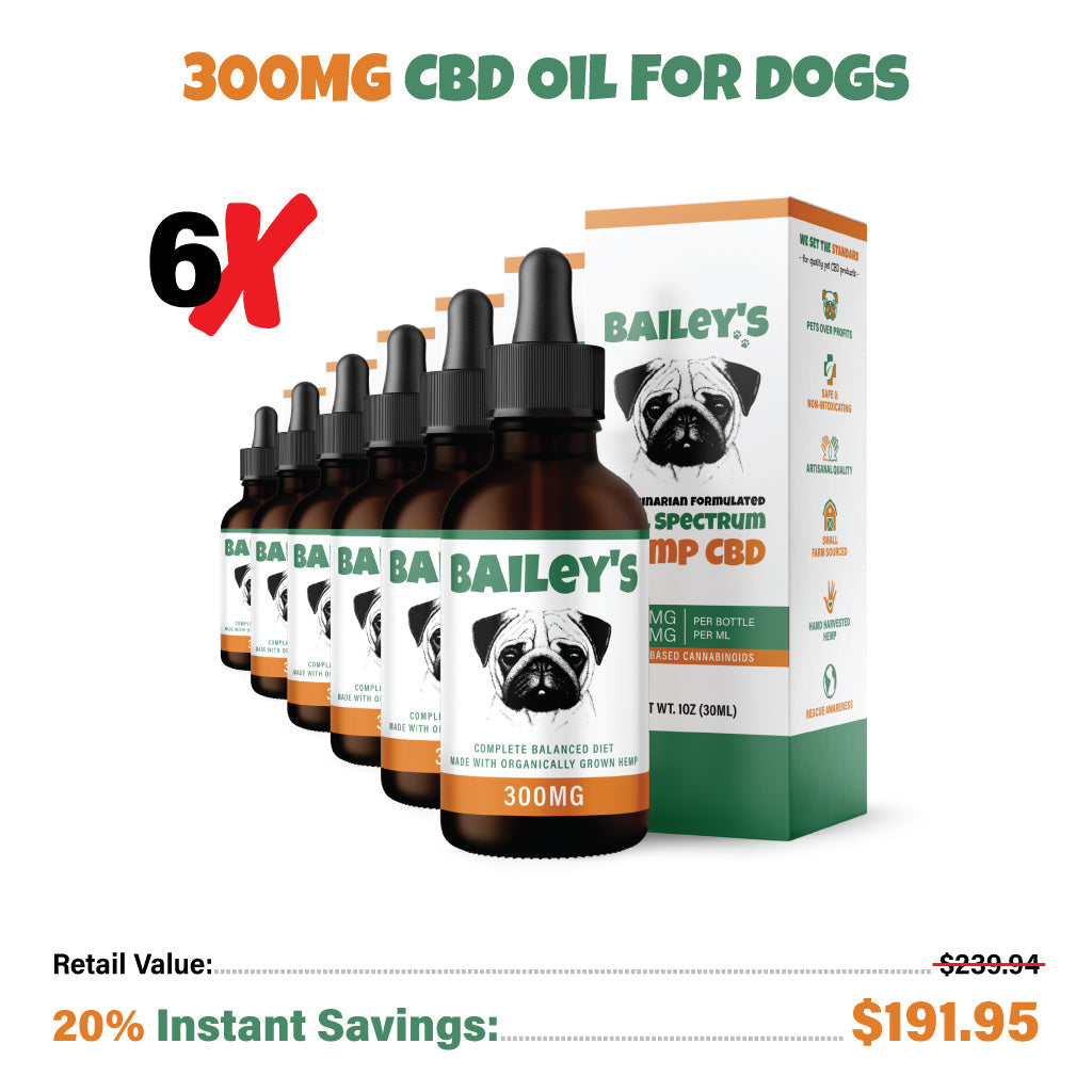 Bailey's CBD Oil For Dogs | 300MG 30ML Standard Size Bottle