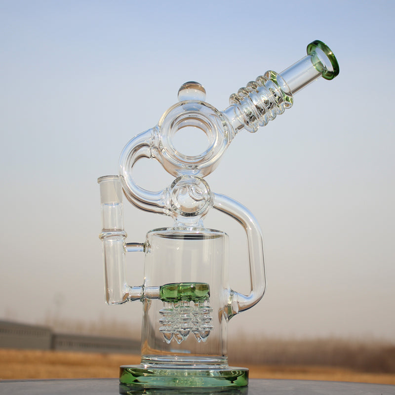 Approx. 11.5" Recycler Style Water Pipe w/ Dual Percs